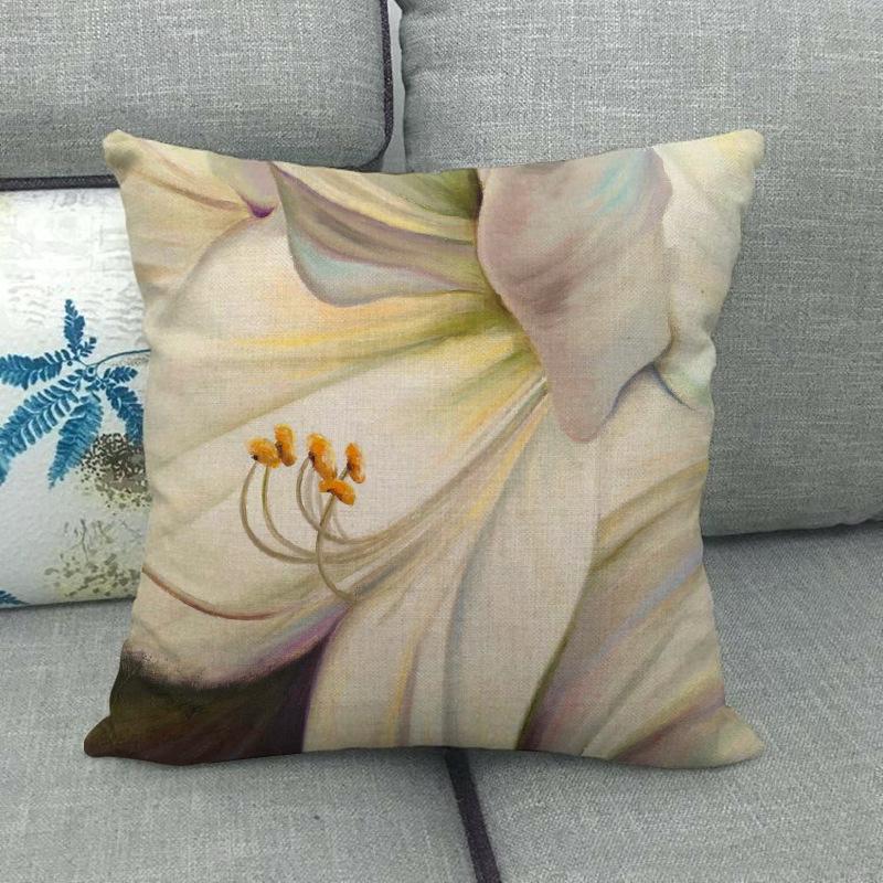 Colored Flowers In An Oil Painting Digital Printing Short Plush Pillow Covers For Car Sofa Office Cushion Cover Home Goods