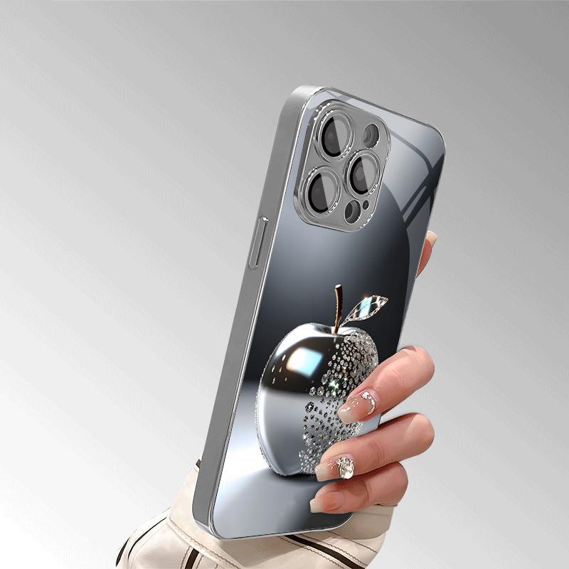 Silber Für Apple Diamantmuster Gehärtetes Glas Galvanisierte Hülle Für iPhone 17 16 Pro Max 15 14 Plus 13 12 11 16E 17 Air Cover