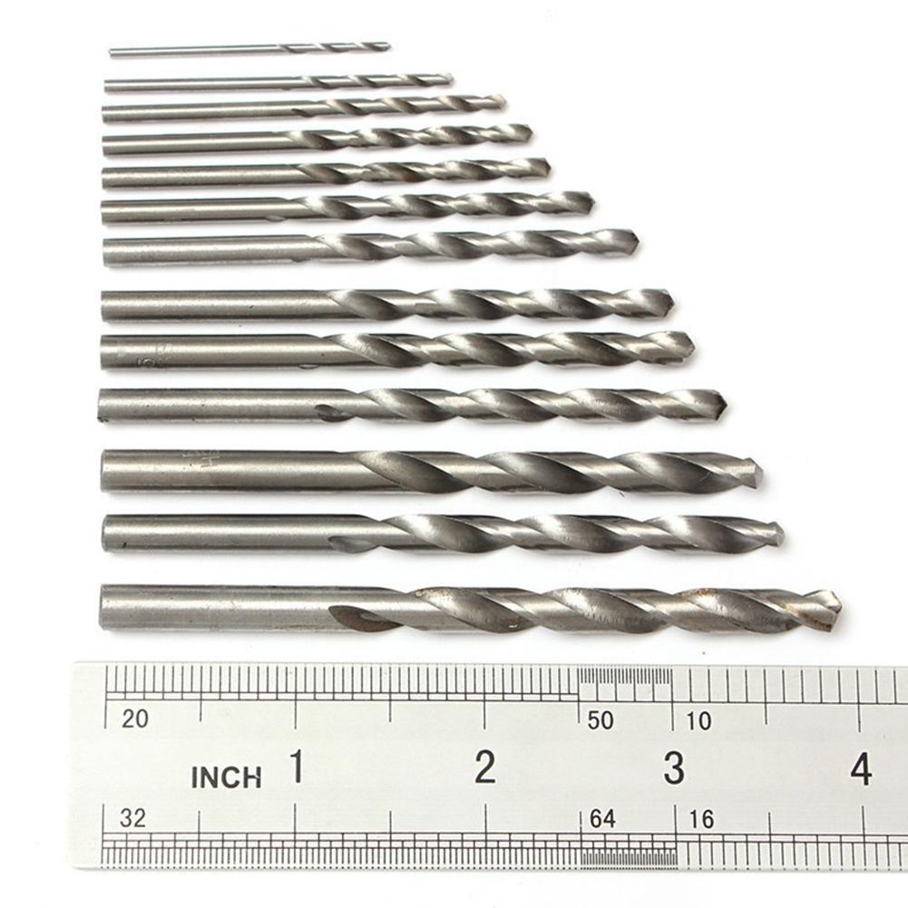 Drill Bit 1.5-6.5mm 13pcs Round Shank Drill Bits Silver