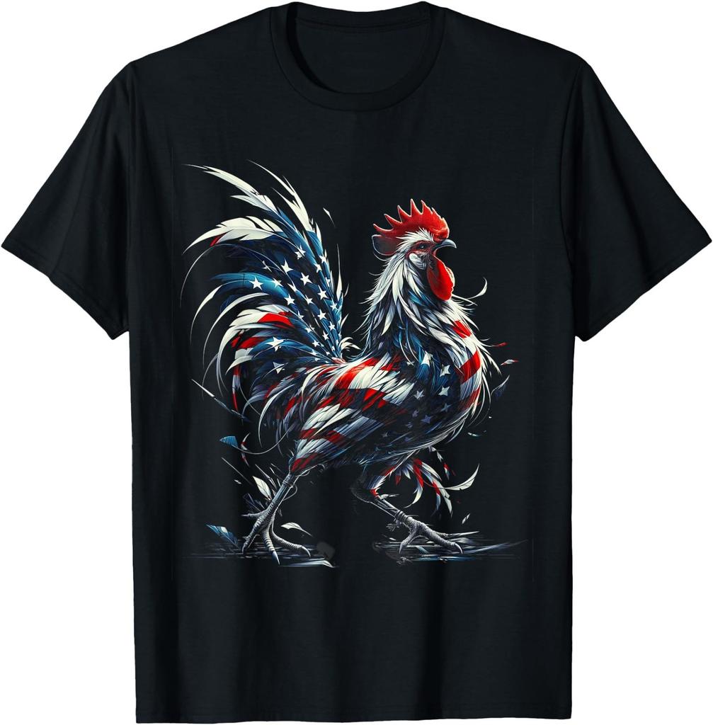 American Flag Rooster Chicken 4th of July Animal T-Shirt