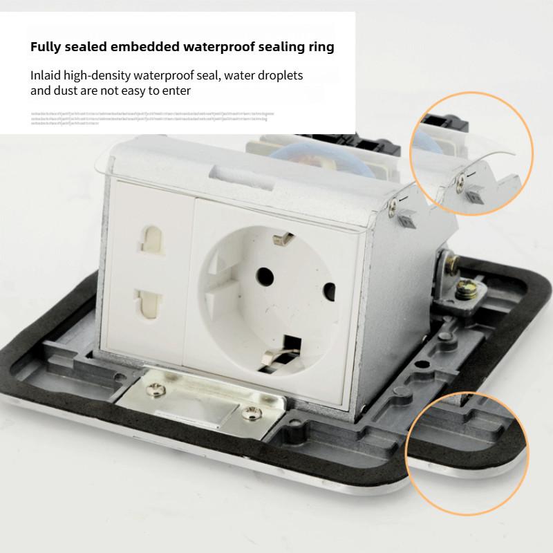 20A Pop-Up Hidden Ground Socket USB Charging Socket Aluminum Alloy Waterproof Floor Socket