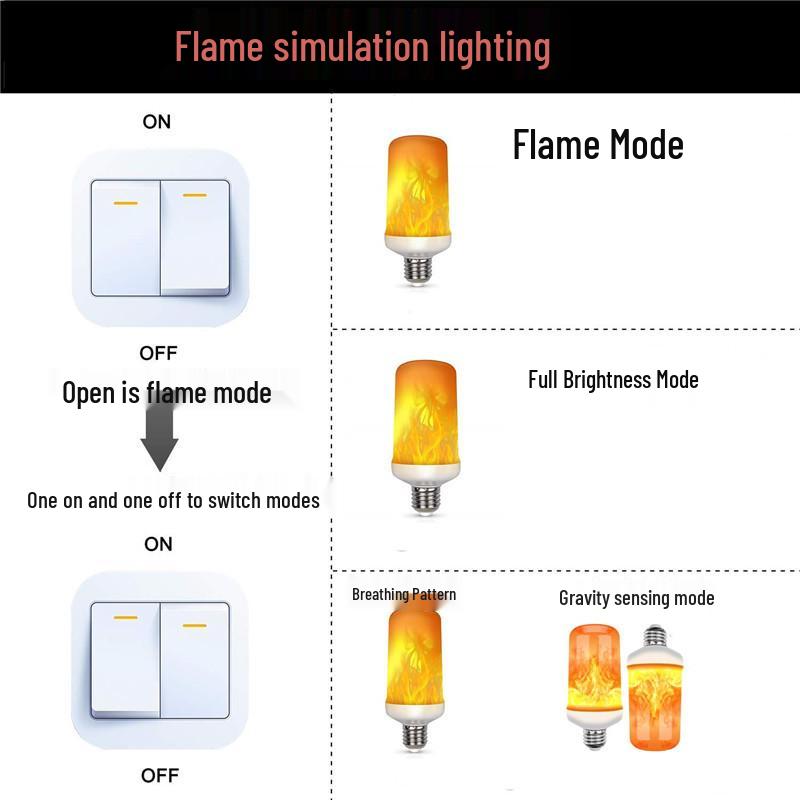 LED Flame Simulation Bulb with Gravity Sensor for Home and Bar Decor