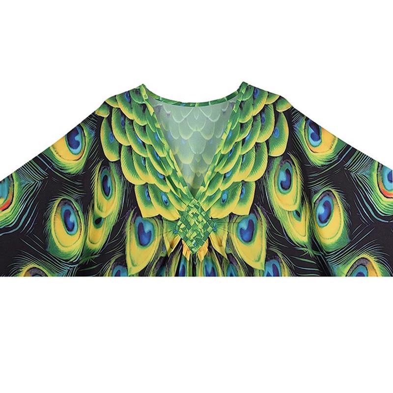XITAO Batwing Sleeve Print Contrast Color Pullover Dress GJ1143