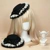 Pince à Cheveux en Dentelle Lolita Mini Haut-de-forme Maillage Perlé Doux Voile Headwear pour Uniforme JK Cosplay