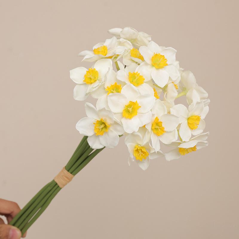 3/6pcs Artificial Daffodil Bouquets, Handheld Home Decoration Ornaments, home decor, dining table decoration accessories