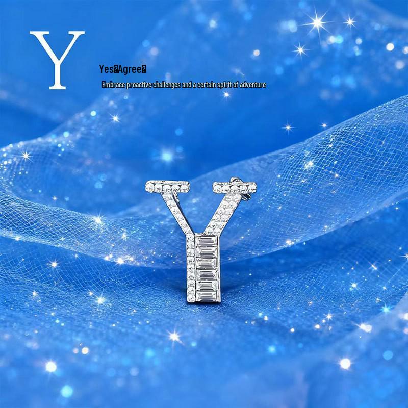 Stylish Rhinestone Crystal Alphabet Brooch - Unisex Lapel Pin