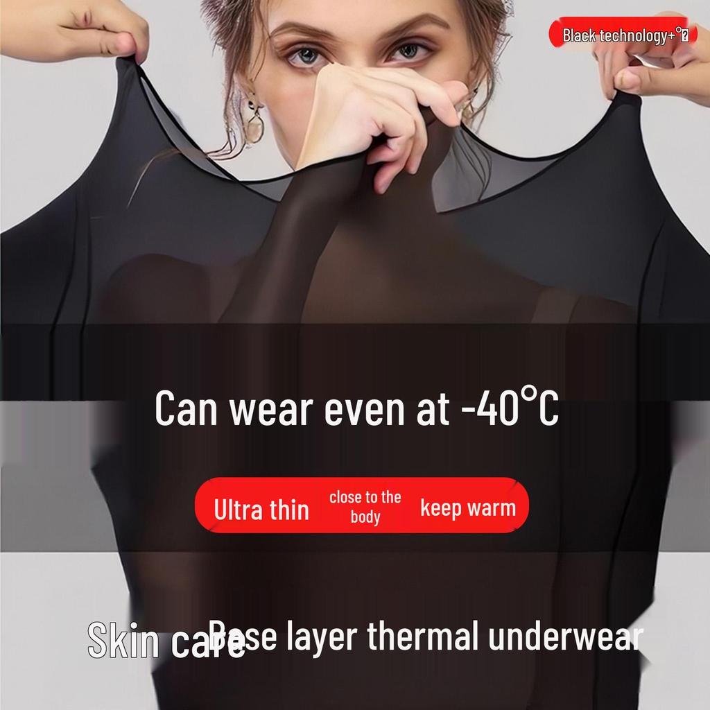 Set di biancheria intima termica da donna ultra-sottile senza cuciture - Strato base per Autunno/Inverno