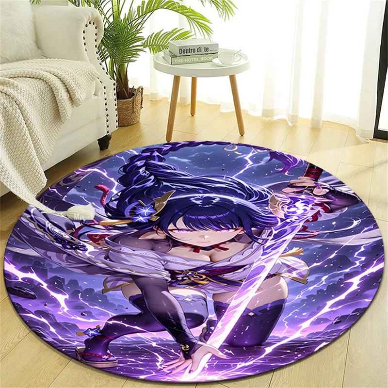 1pc Genshin Impact Beelzebul1 Design Printed Area Round Carpet for Bedroom Living Room Home Decor Rugs Mat Non Slip Mat Rug for Bedside