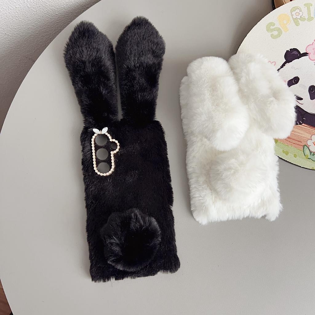 For Samsung Galaxy A17 5G Case Plush Cute Bunny Winter Fluffy TPU Phone Cover
