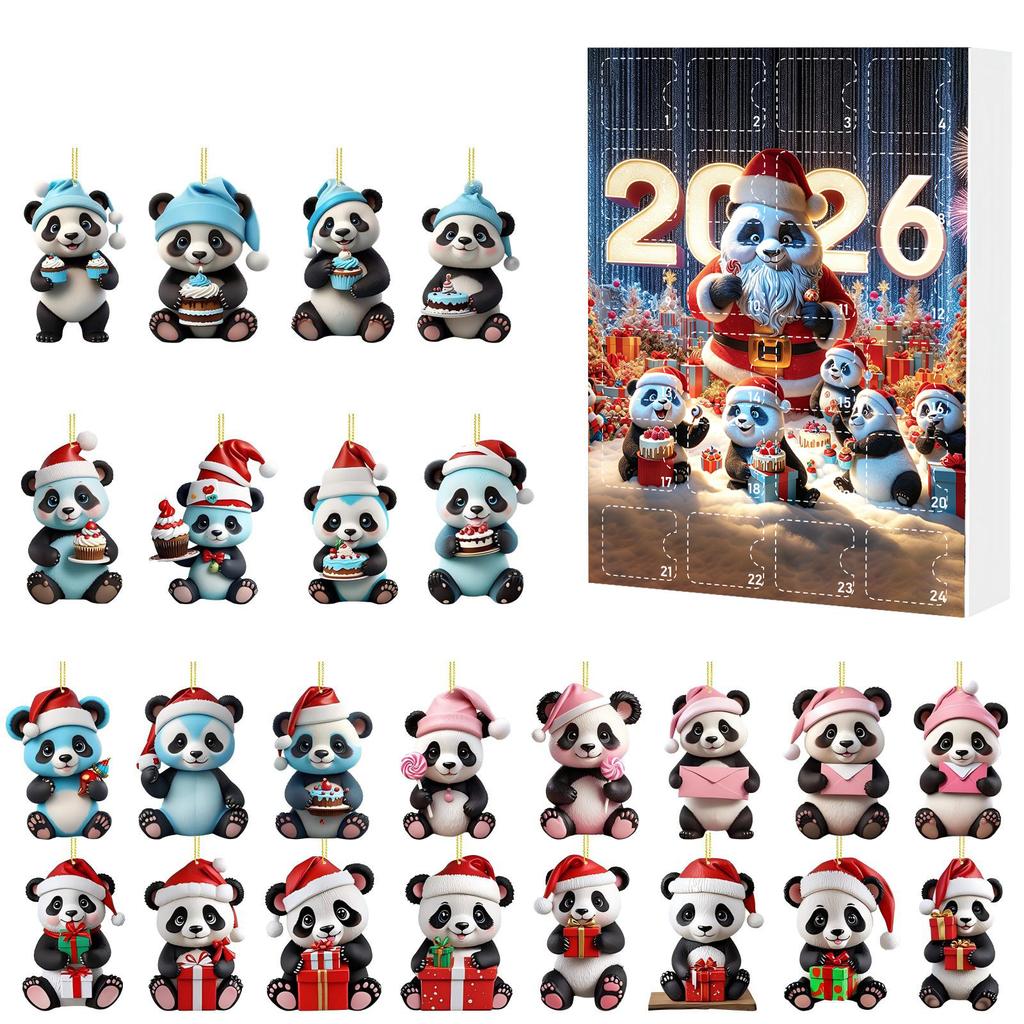 New product cartoon panda acrylic charm holiday calendar gift box toy