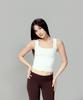 Geulleila Double Layered Fit Square Neck Top (White)