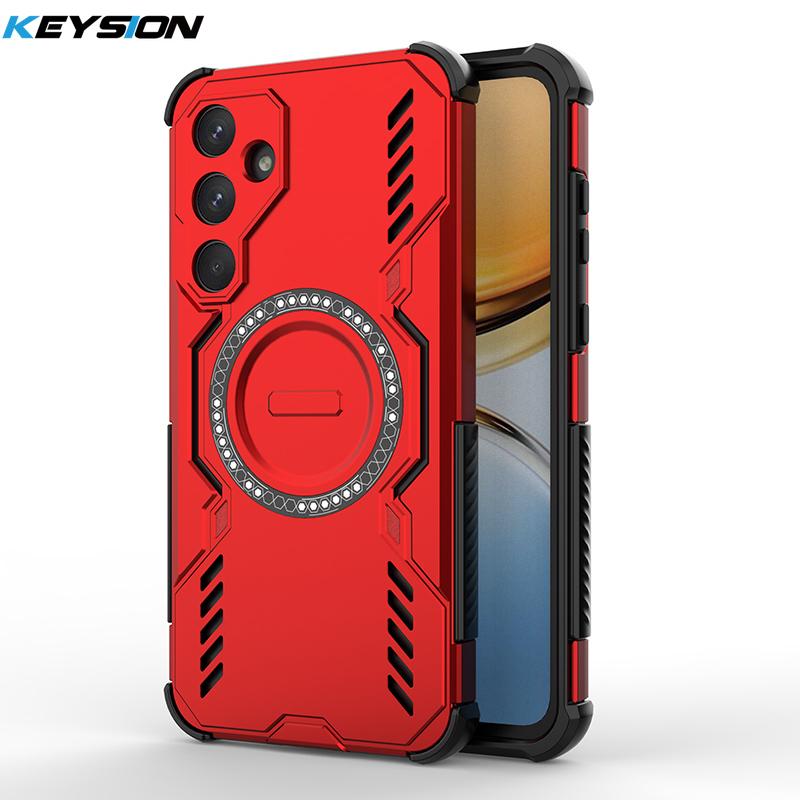KEYSION Hollow Heat Dissipation Case for Samsung A55 5G Silicone+PC Magnetic Cooling Shockproof Phone Cover for Galaxy A55 5G