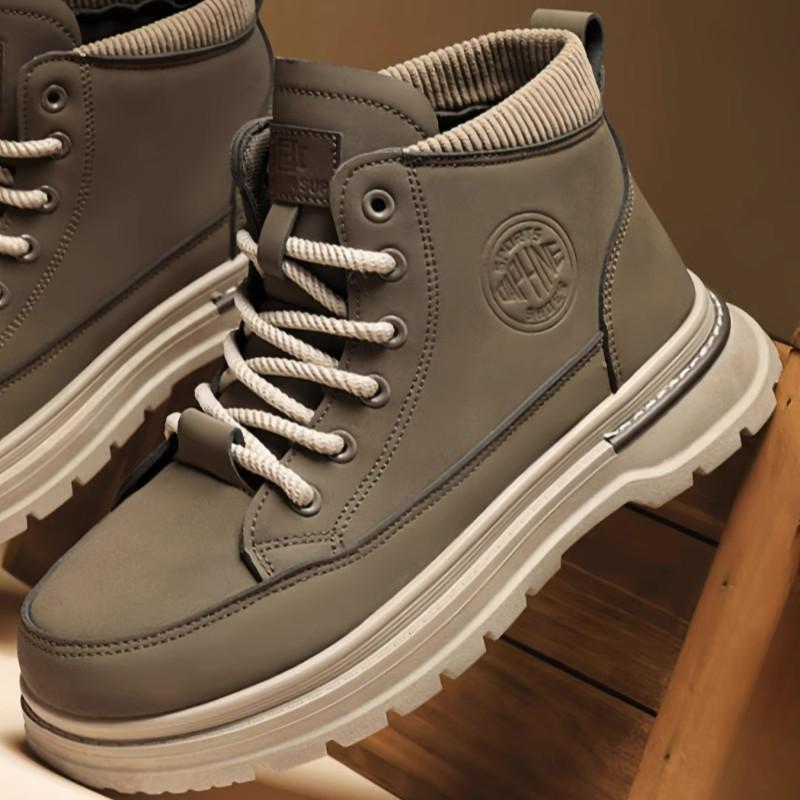 

Модная мужская обувь из нубука, высокие кроссовки, высокое качество, уличная повседневная обувь на шнуровке, мужская обувь, модные универсальные ботильоны, zapatos hombre 48 коричневый