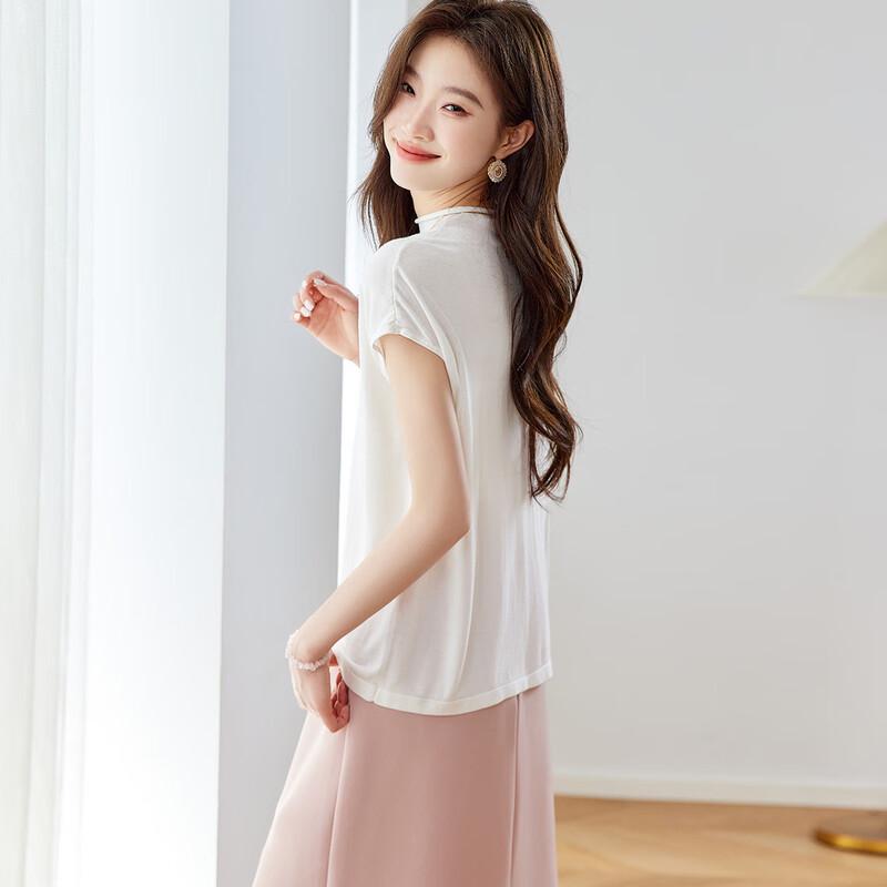 Srcr Women's Minimalist Silk Blend Short Sleeve T-Shirt