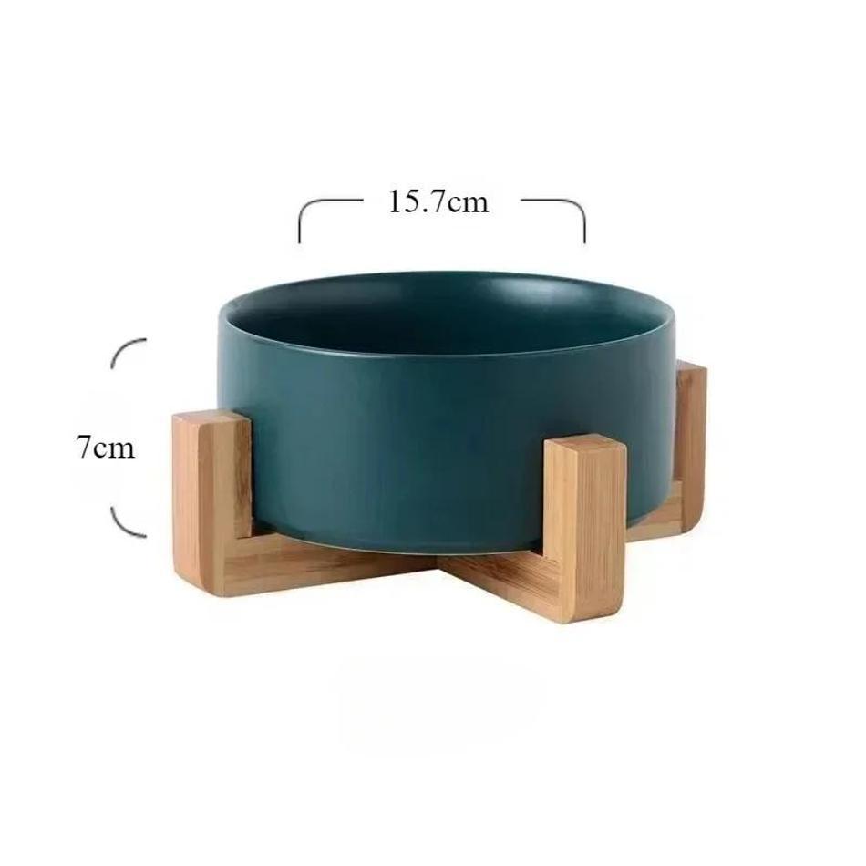 Wooden Rack Bowl Pet Bowl Cat Dog Large Capacity Cat Food Water Feeder Cats Dogs Pet Bowl Accessories Home Pet Small Ceramic