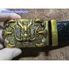 Crocodile Pattern Men's Cowhide Belt Personality Faucet Retro Dragon Claw Automatic Buckle Leather Belt Pant Belt