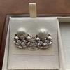 Round Braided Pearl Stud Earrings Vintage Textured French Elegant Three-dimensional Earrings