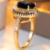 Trendy Black Zircon Crystal Vintage Gold CopperColor Wedding Bands Engagement Rings For Women Men Minimalist Jewelry