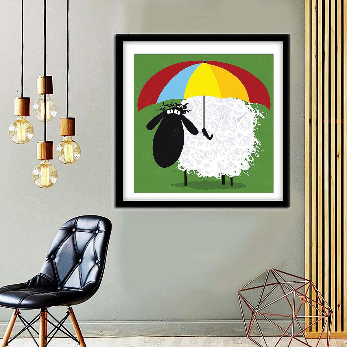 

5D Diy Алмазная картина Маленькая овца Алмазная вышивка Полный набор аниме Наборы для вышивки крестом Домашний декор Подарок ручной работы Round 30x30cm