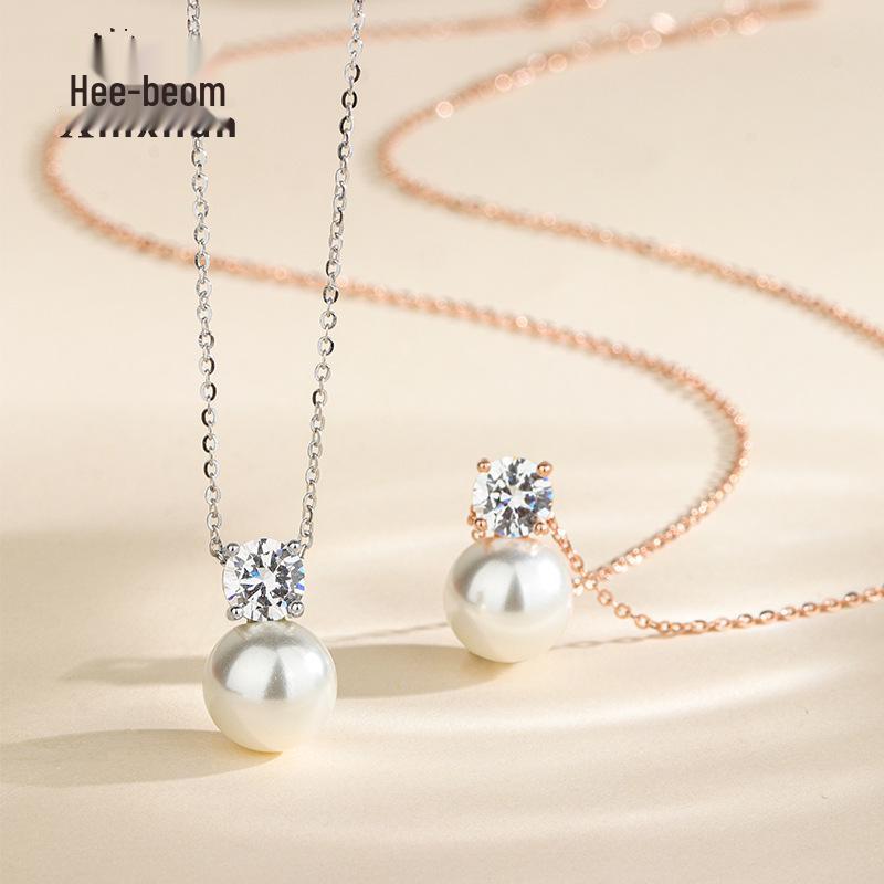 

S925 Sterling Silver Single Diamond Pearl Necklace Women s Classic Fashion Clavicle Chain - High-End Elegance 925 Silver розового золота