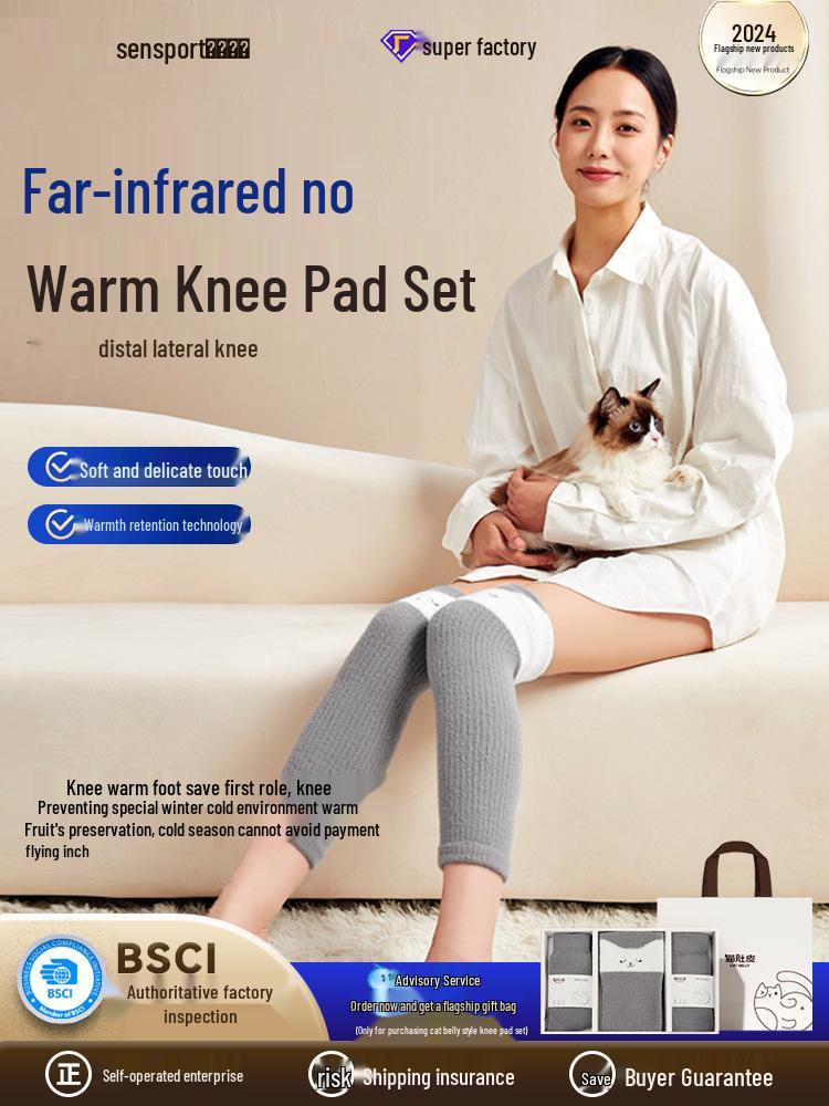 Far Infrared Heated Velvet Knee Pads & Socks Set for Cold Weather Comfort