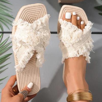 Mode Neue Böhmische Resort-Slipper 36-43 Damen Sommer Komfort Strand-Sandalen Kreuzquasten-Sandalen Slipper Damen Sandalen Slipper