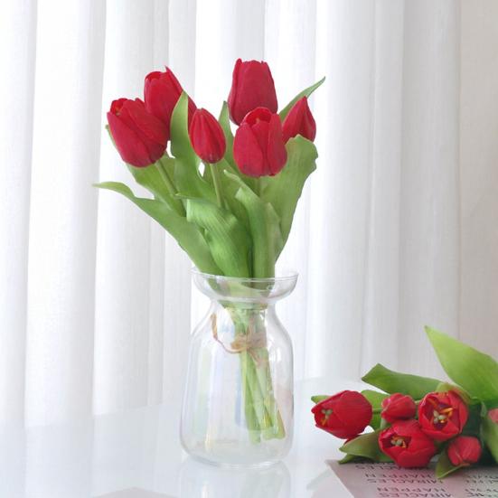 Artificial Tulip Flower 12" Real Touch Long Stem Fake Tulip Flower for Spring Easter