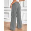 Spring Women's Pant Fashion Side Ruffle Solid Color Straight Leg Wide Leg Sweatpants