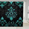 Vintage Boho Damask Floral Bathroom Curtain,Bohemian Exotic Goth Shower Curtain Victorian Baroque Flower Shower Bathtub Decor