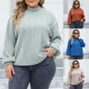 Womens Plus Size Pullover Top Half Turtleneck Long Sleeve Ribbed Fleece Lined Basic Tee