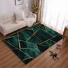 Modern Geometric Green Carpet with Gold Lines for Living Room Decor Suitable for Use As an Anti-slip for Living Room Bedroom Sofas