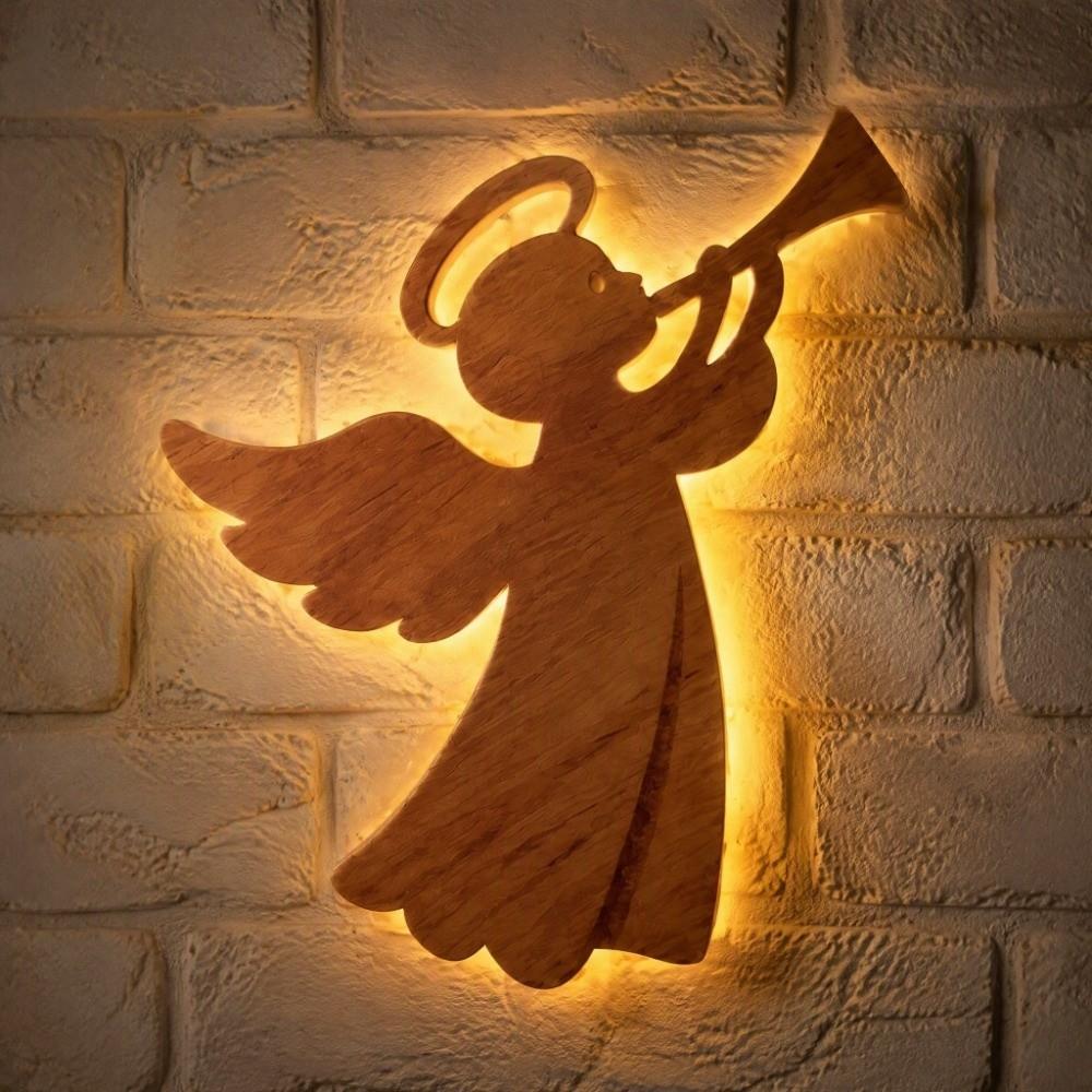 Wall Decor LED Light Angel Wall Lights Resin Craft Christmas Angel Angel Wall Hanging Decor Wall Pendant Christmas Gift