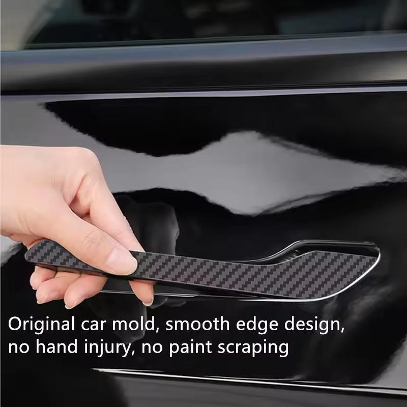 2/4PCS Carbon Fiber Car Door Handle Sticker for Tesla Model Y/3 Anti-Scratch Door Handle Protector Decorative Sticker for Tesla