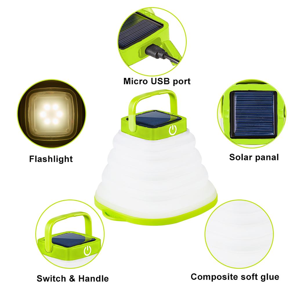 Solar Camping LED Lights Lantern Portable USB Lamp Folding Bubble 500mAh Mini Emergency Light for Outdoor Climbing Lighting