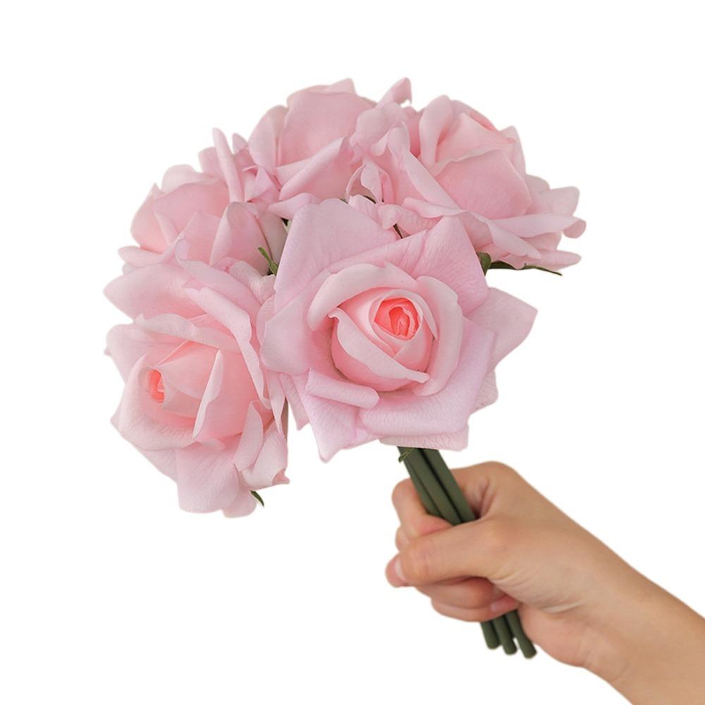 

5 Heads Simulation Rose Flower Curled Edge Fake Flowers Wedding Party Decor розовый