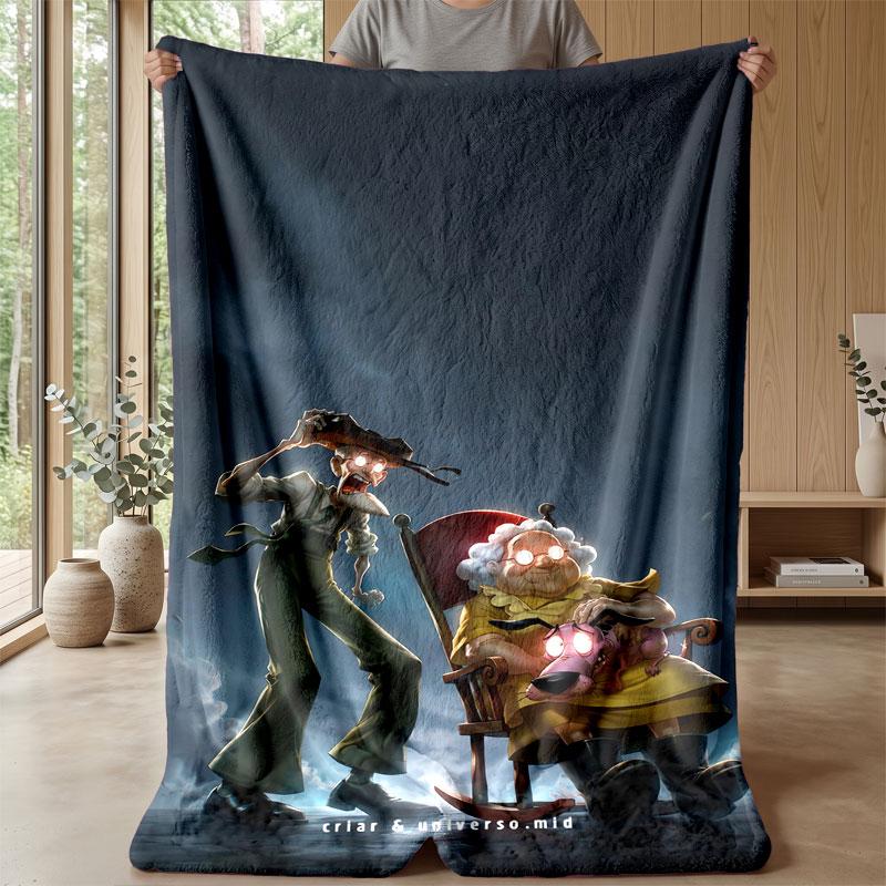 Soft Flannel Blanket Lightweight Cozy Bedroom Living Room CoverCourage the Cowardly Dog