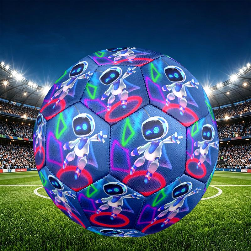 Cosmic Bot Crew Print Size 5 Soccer Ball, PU Wear Resistant Football for Match Training and Daily Practice, Birthday Gift for Soccer Fans