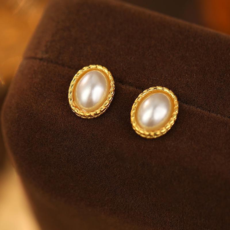 Banyan Tree S925 Silver French Retro Pearl Hemp Lace Earrings