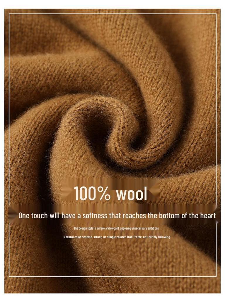 Women's Thick 100% Pure Wool Half-High Collar Sweater - New Autumn/Winter Style for Middle-Aged and Elderly