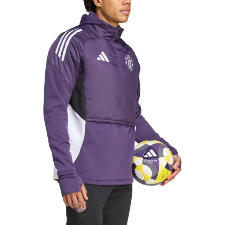 adidas Manchester United Tiro 25 Spliced Stand Collar Half Zip Long Sleeve Football Shirt Men Tops KE1237