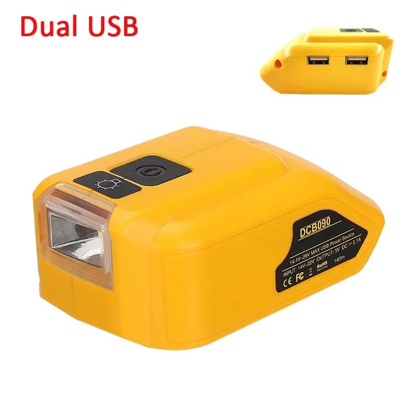 Adapter LED Light Working Lamp USB Power Bank DC 12V Output For Dewalt 14.4V 18V Li-ion Battery DCB140 DCB183 DCB203 Charger