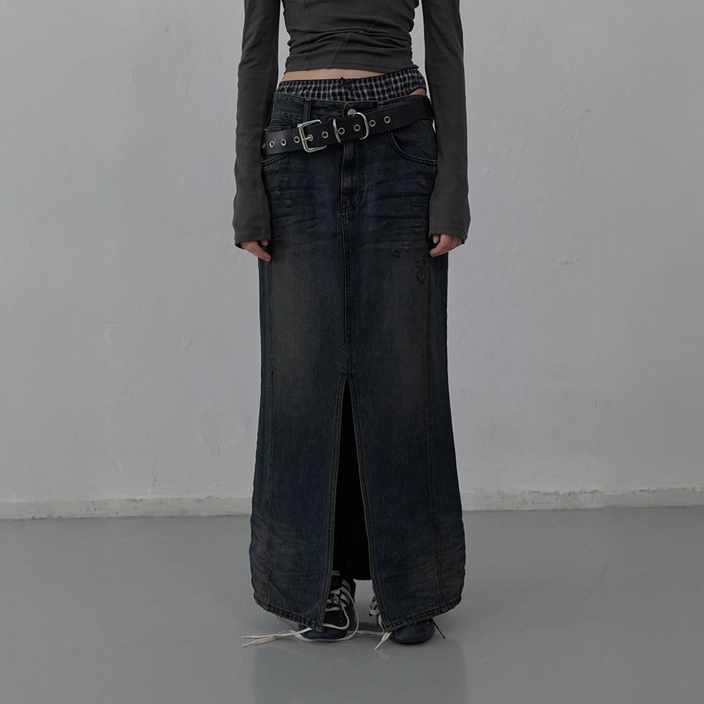 LCDC™ Denim Long Skirt (Dark Blue)