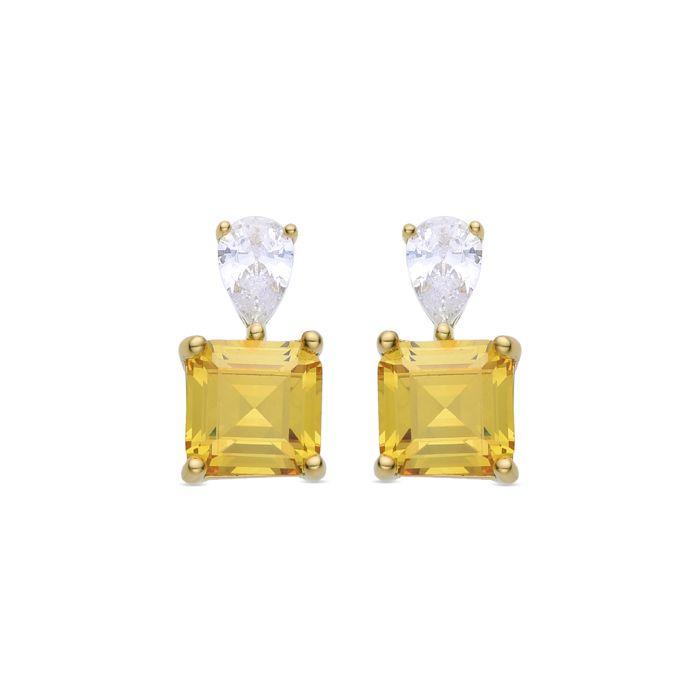 Boucles d'oreilles - Luxenter - Codua - Argent 925 - Or jaune 18k - Padparadscha