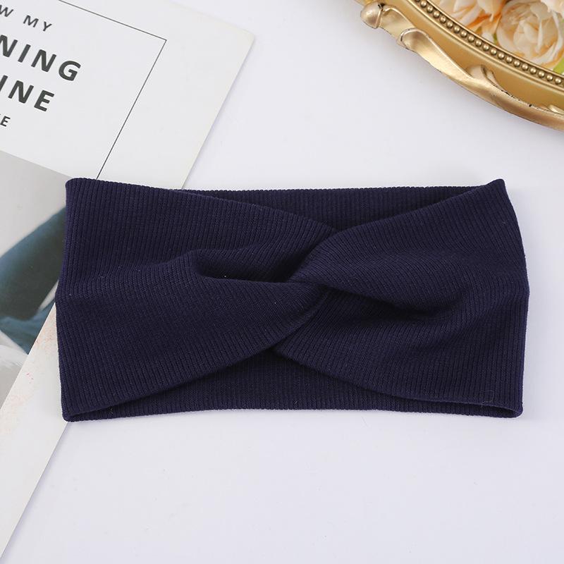 

Однотонная женская повязка на голову для девочек, скрученная эластичная резинка для волос, аксессуары для волос, детские повязки на голову темно-синий