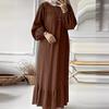 2024 Women's Long-Sleeve Vintage Ruffle Hem Dress - Spring/Autumn Fashion