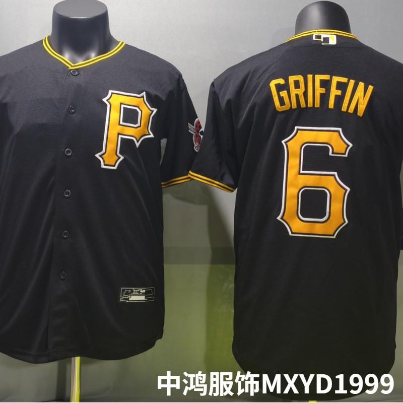 Pittsburgh Pirates Baseball Jersey Men Women Short Sleeve Black Embroidered 6 GGRIFFIN Sportswear