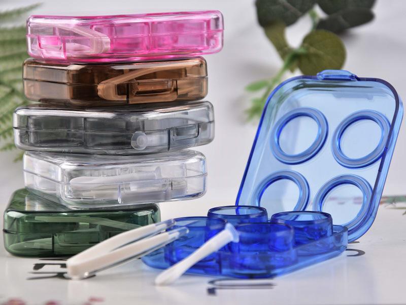 Two-Piece No-Twist Press-On Transparent Contact Lens Case - Portable Double Colored Storage