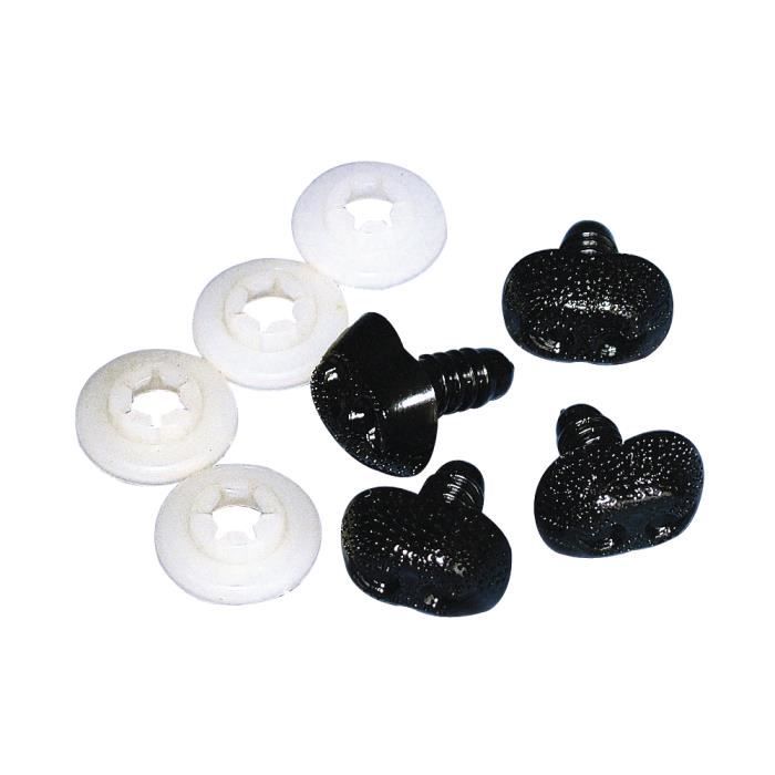 Nez d'animaux en plastique - sct.-LS - 15 mm - Noir - 4 pièces - Mixte
