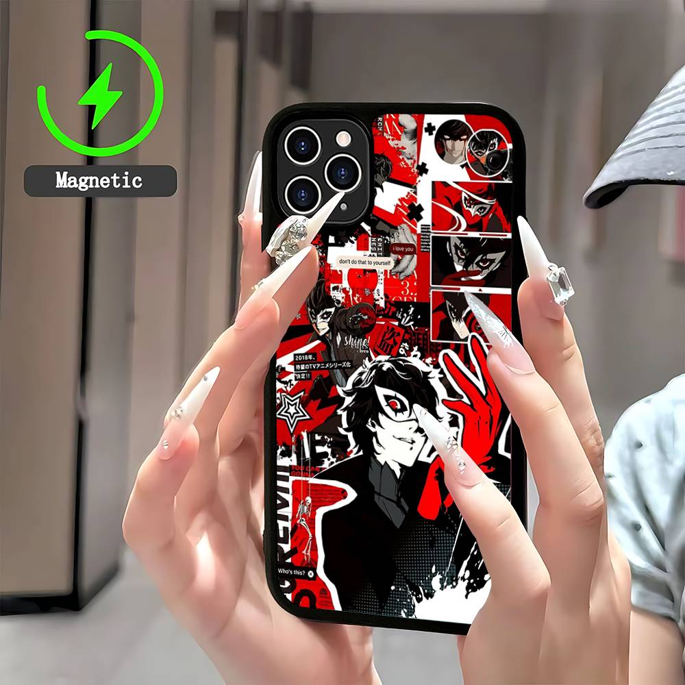 

Classic Anime P-Persona 5 Magnetic Phone Case For IPhone 16 15 14 13 12 11 17 Pro Max Plus Wireless Charge Cover iPhone 13