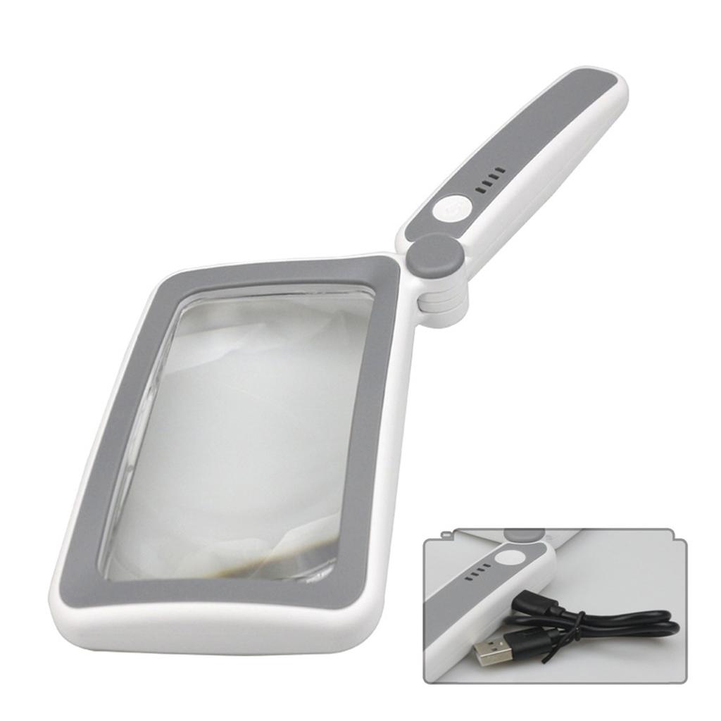 4násobná zvětšovací čočka Ruční lupa na oči Lupa na mince, razítka a šperky LED podsvícená dobíjecí lupa